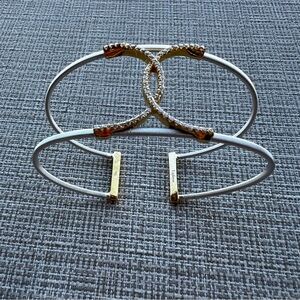 Lafonn Two Tone Bangle Bracelet With Pave Rhinestones